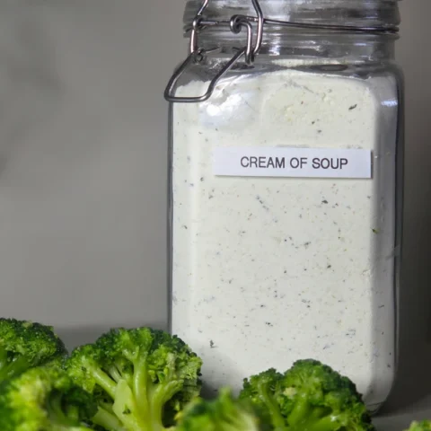 Cream of broccoli soup ingredients ready for the pantry