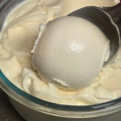 Homemade Vanilla Ice Cream Made with a Stand Mixer Ice Cream Bowl Attachment
