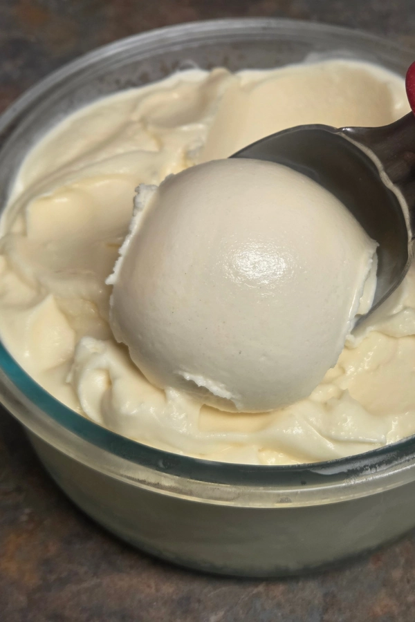 Homemade Vanilla Ice Cream Made with a Stand Mixer Ice Cream Bowl Attachment